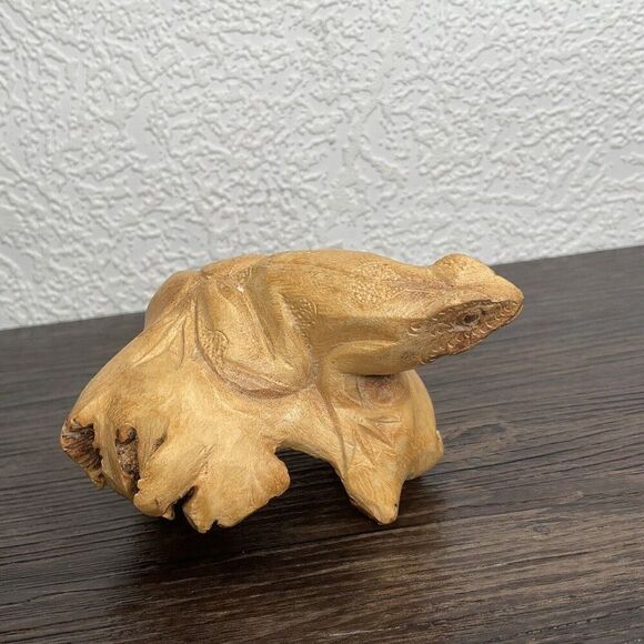 VTG Hand Carved Burl Wood Frog Unusual Indonesian Chinaberry Bali Collectible - Picture 7 of 10